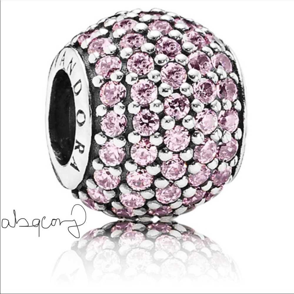EUC Pandora 791051PCZ Sterling Silver Pave Lights w/ Pink Zirconia Charm